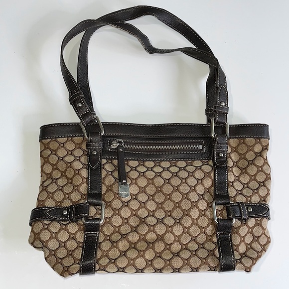 Nine West Bags Nine West Brown Patterned Shoulder Handbag Purse Zip